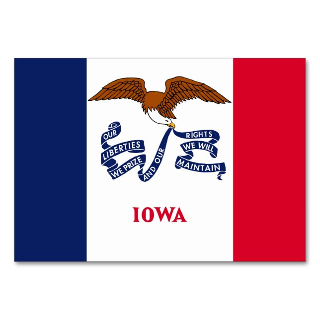 Tarjeta De Mesa Tabla patriótica con bandera de Iowa (Anverso)