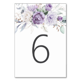 Tarjeta De Mesa Tabla Seis acuarela Boda morado floral