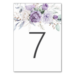 Tarjeta De Mesa Tabla Siete Acuarela Boda Morado Floral