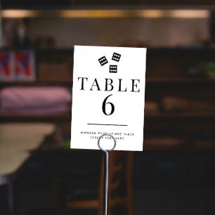 Tarjeta De Mesa Tabla simple de Bunco en blanco y negro número 6