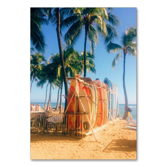 Tarjeta De Mesa Tablas de surf de la playa de Waikiki (Reverso)