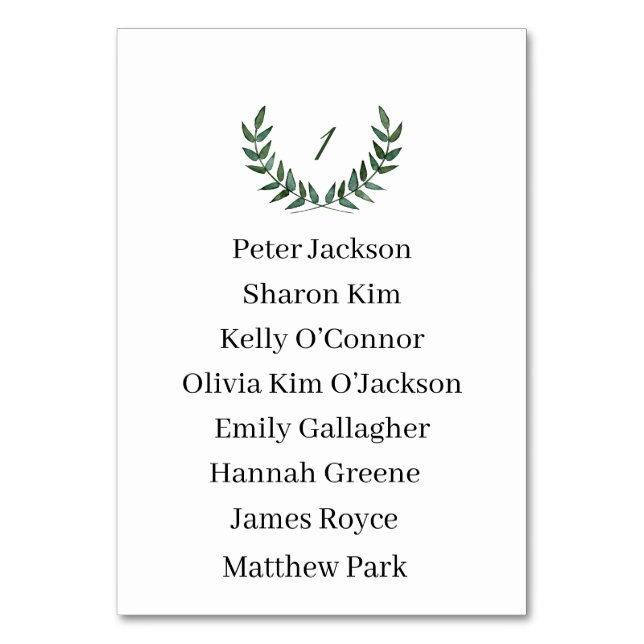 Tarjeta De Mesa Table Card (Anverso)