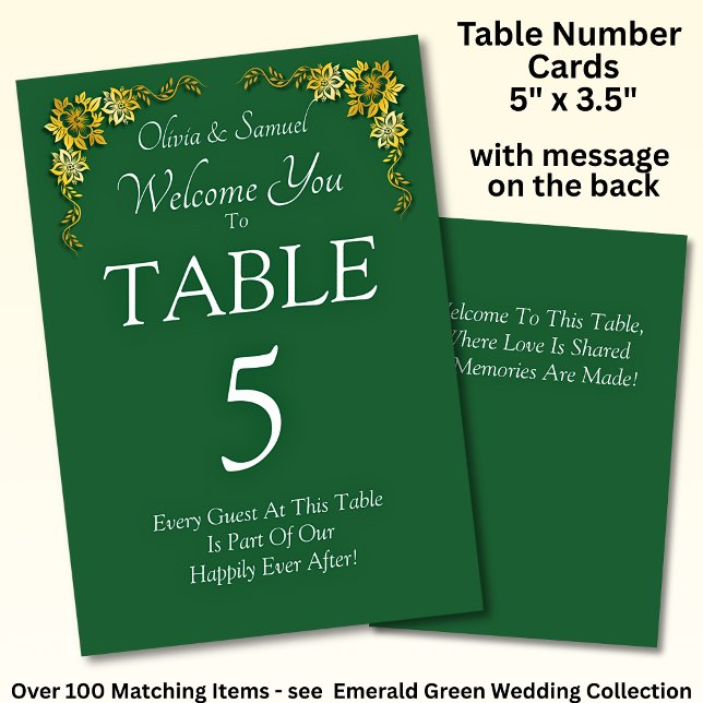 Tarjeta De Mesa Table Number - with Welcome Message  Emerald Green (Subido por el creador)