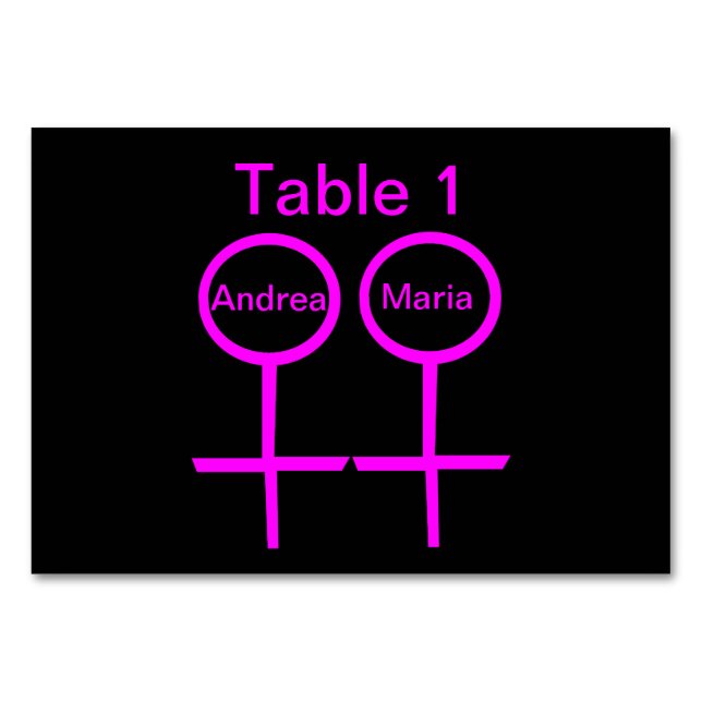 Tarjeta De Mesa Tablecard, Personalizable de amantes de lesbianas (Anverso)