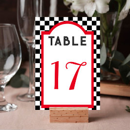 Tarjeta De Mesa tablero de ajedrez Retro Diner Rojo Negro y Blanco