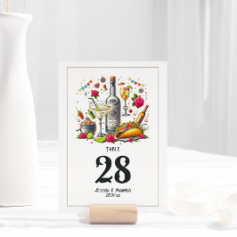 Tarjeta De Mesa Tacos divertidos y Boda de Tequila Fiesta