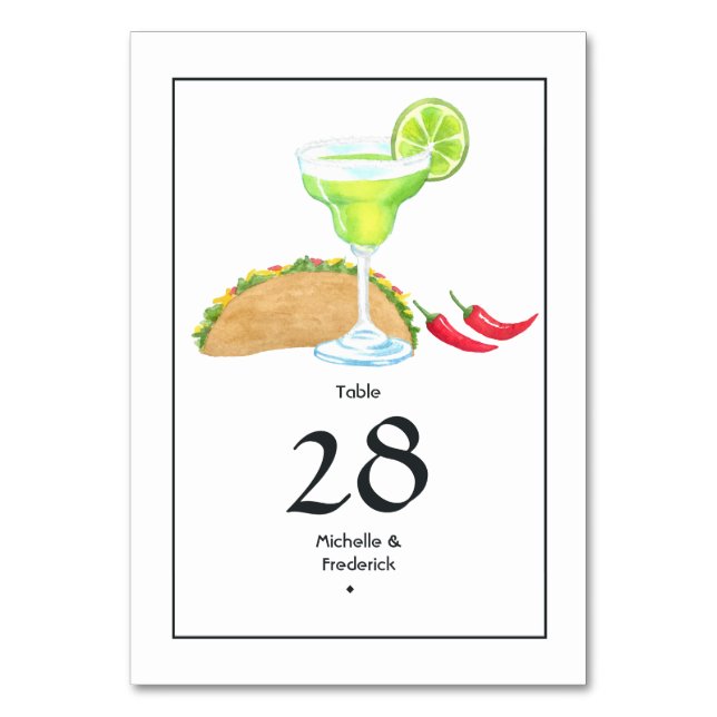 Tarjeta De Mesa Tacos y tequila (Anverso)