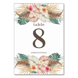 Tarjeta De Mesa Tahiti | Isla Tropical Hibiscus Palm Floral