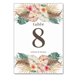 Tarjeta De Mesa Tahiti   Isla Tropical Hibiscus Palm Floral