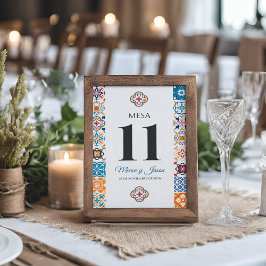 Tarjeta De Mesa Talavera Colorful Floral Fiesta Spanish Wedding