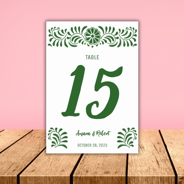 Tarjeta De Mesa Talavera mexicana verde (Subido por el creador)