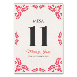 Tarjeta De Mesa Talavera Naranja Floral Minimalista Boda Española