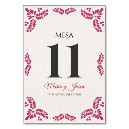 Tarjeta De Mesa Talavera Red Floral Minimalist Spanish Wedding