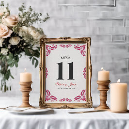 Tarjeta De Mesa Talavera Red Floral Minimalist Spanish Wedding
