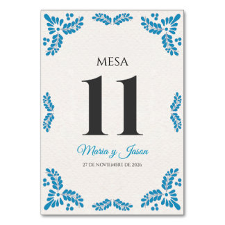 Tarjeta De Mesa Talavera Turquoise Minimalist Spanish Wedding