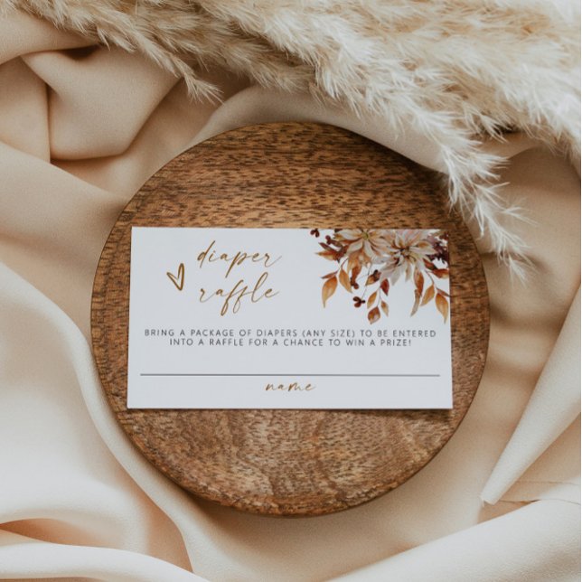 Tarjeta De Mesa TALIA Boho Terracotta Floral Diaper Raffle Ticket (Subido por el creador)