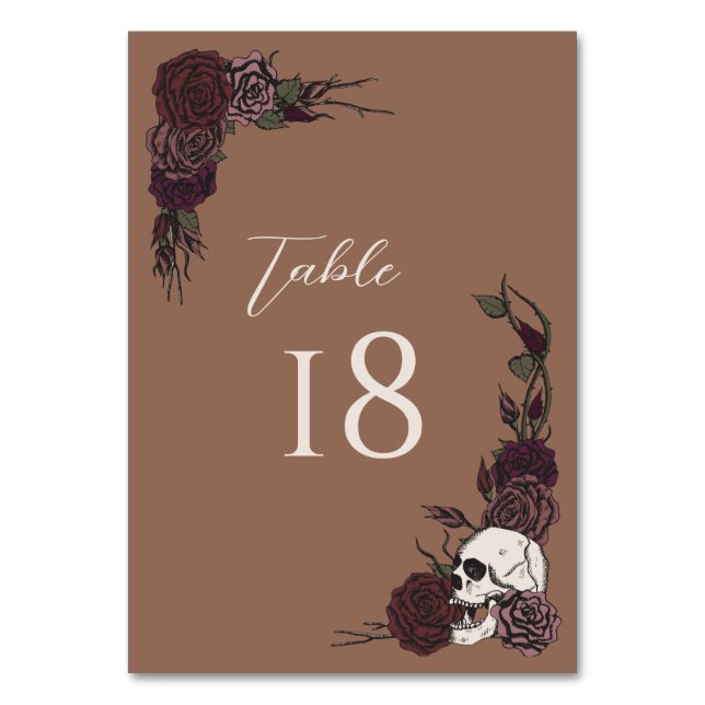 Tarjeta De Mesa Tan Brown Gothic Wedding Table Number Card (Anverso)
