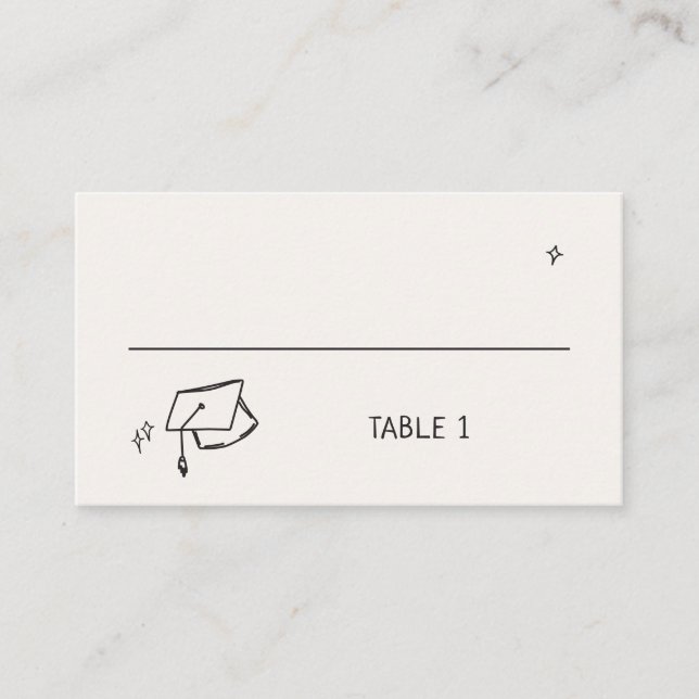 Tarjeta De Mesa Tapón de graduación dibujado a mano (Anverso)
