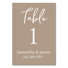 Tarjeta De Mesa Taupe Modern Elegance Boda