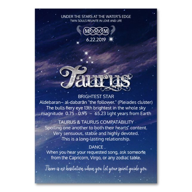 Tarjeta de mesa Taurus Centerpiece (Anverso)