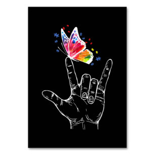 Tarjeta De Mesa Te Amo El Autismo De La Mariposa Del Lenguaje De R
