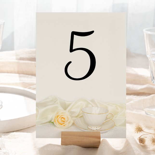 Tarjeta De Mesa Tea Cup y Boda de la Rosa Blanca (Subido por el creador)