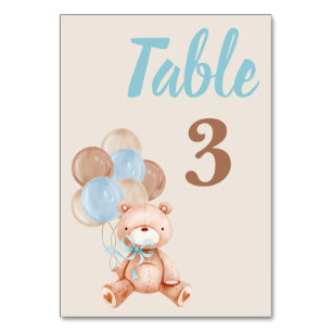 Tarjeta De Mesa Teddy Bear Baby Shower Boy
