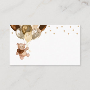 Tarjeta De Mesa Teddy Bear Brown y Gold Balloons Baby Shower