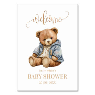 Tarjeta De Mesa Teddy Bear Invitación Baby Shower Puede Esperar