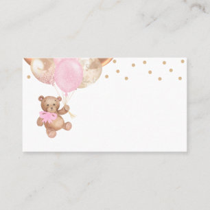 Tarjeta De Mesa Teddy Bear Rosa Globos de Oro Baby Shower