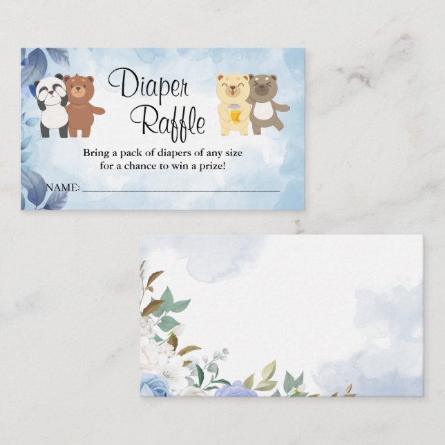 Tarjeta De Mesa Teddy Bears Boleto de rifa de pañales para bebé (Anverso / Reverso)