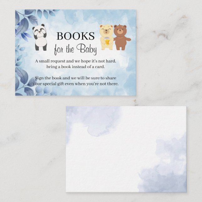 Tarjeta De Mesa Teddy Bears Bring un libro Baby Shower Card (Anverso / Reverso)
