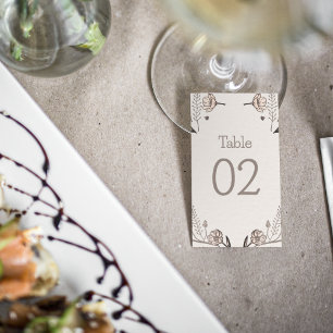 Tarjeta De Mesa Tema Boda floral marrón
