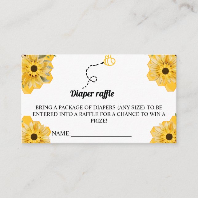 Tarjeta De Mesa Tema de abee Diaper Raffle Baby Shower Game Place (Anverso)