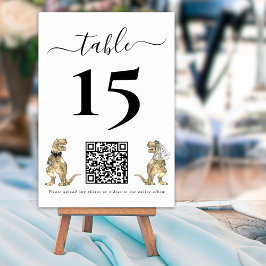 Tarjeta De Mesa Tema de Dinosaurios Boda Foto Código QR