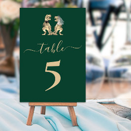 Tarjeta De Mesa Tema de Dinosaurios Boda Verde