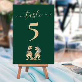 Tarjeta De Mesa Tema de Dinosaurios Boda Verde