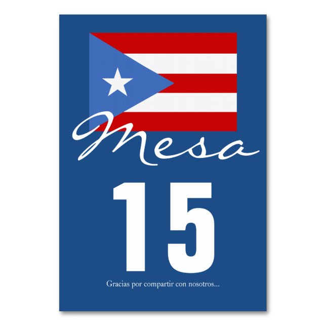 Tarjeta De Mesa Tema de fiesta de la bandera puertorriqueña (Anverso)