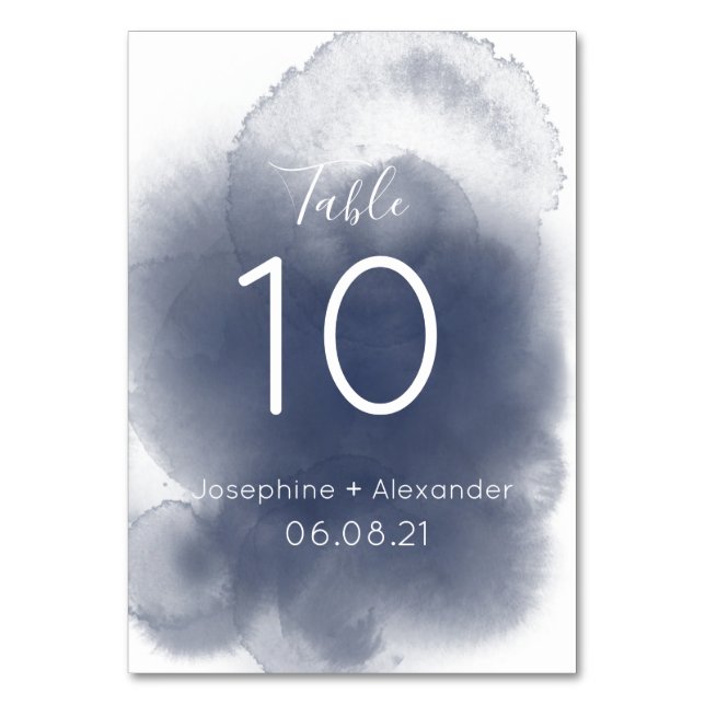 Tarjeta De Mesa Tema de la acuarela azul (Anverso)