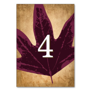 Tarjeta De Mesa Tema de la boda de otoño rústica   Números de la t