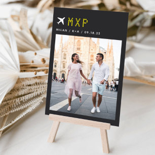 Tarjeta De Mesa Tema de viaje de boda Foto y código de aeropuerto