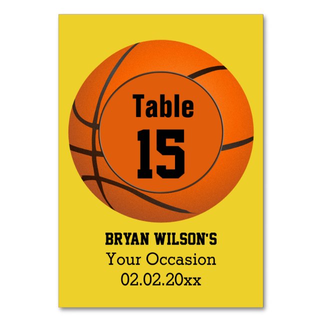 Tarjeta De Mesa Tema del baloncesto deportivo Números de tabla per (Anverso)