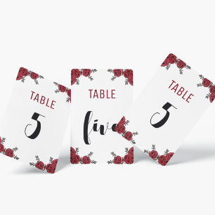 Tarjeta De Mesa Tema del Boda floral de rosa roja