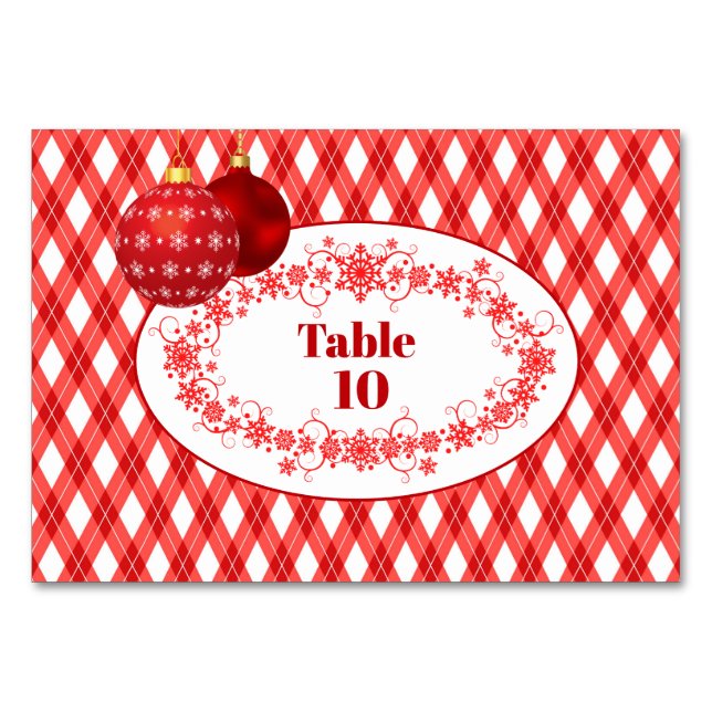 Tarjeta De Mesa Tema rojo y blanco / Feliz Navidad