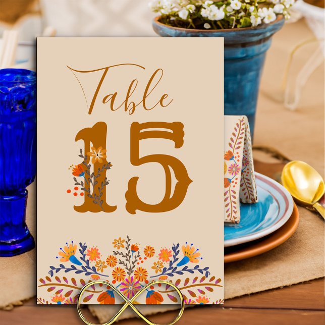 Tarjeta de mesa temática floral occidental mexican (Table Number Card from my Mexican Floral collection
)