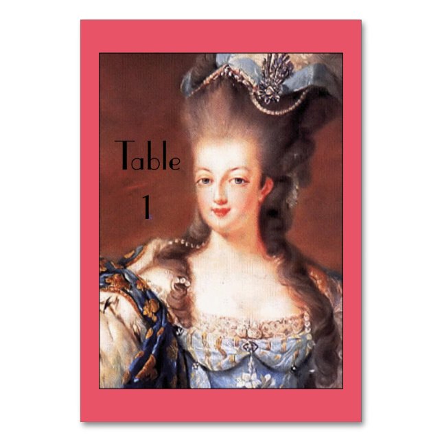 Tarjeta de mesa temática Marie Antoinette de París (Anverso)