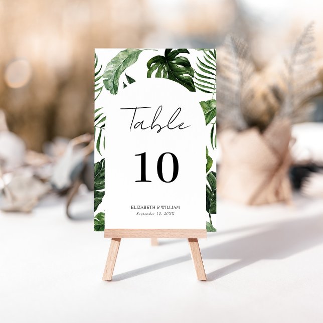 Tarjeta De Mesa Tembloroso verano tropical deja Boda de guiones (Subido por el creador)