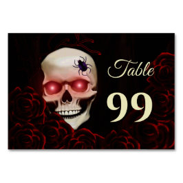 Tarjeta De Mesa Temeroso Rojo floral oscuro moreno cráneo gótico H