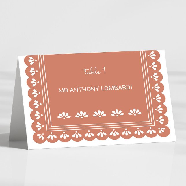 Tarjeta De Mesa Terra Cotta Autumn Boda DIY Fold Place Card (Terra Cotta Autumn Wedding DIY Fold Place Card)