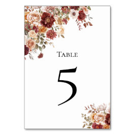 Tarjeta De Mesa Terra Cotta Green Floral Number Card